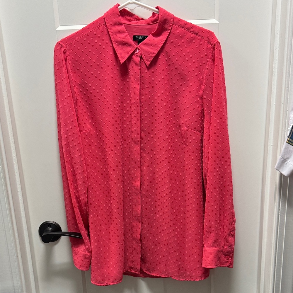 Talbots Red Textured Blouse